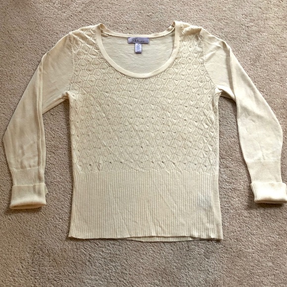 NWOT Nine & Co. Ivory Knit Scoop Neck Sweater - Picture 2 of 3